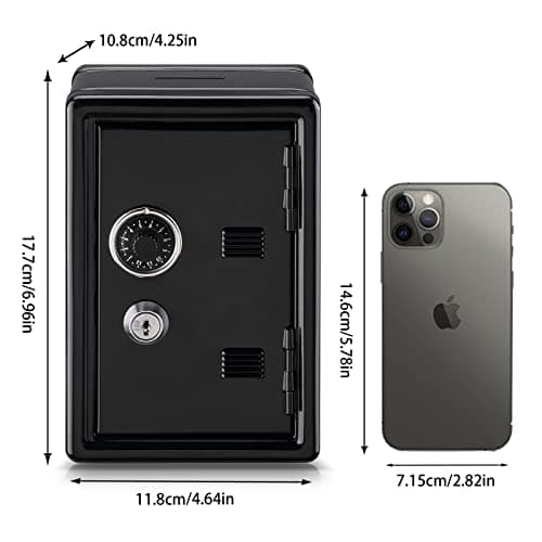 Younion Money Safe and Cash Lock Box, Mini Size Security Safe Box for Money Jewelry and valuables, 4.6"x 4.2"x 6.9" Black view 3