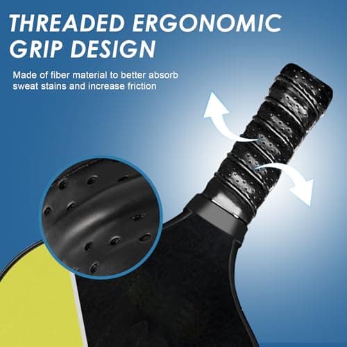 Pickle Ball Set Pickleball Paddles Set of 2 Carbon Fiber Pickleball Paddle Includes 4 Balls, 2 Ball Pickers, 1 Ball Bag Best Gifts for Junior and Professional Pickleball Equipment view 5