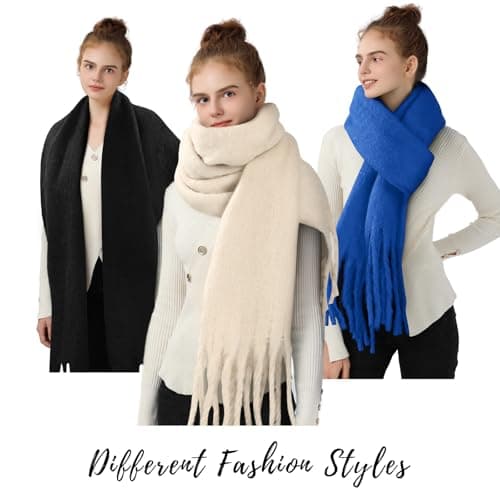 Womens Winter Scarf for Women, Warm Mohair Scarf Large Chunky Scarfs view 3