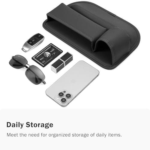 Car Seat Gap Filler Organizer with Cup Holder, Premium PU Leather Interior Accessories for Phone,Sunglasses,Keys, and Small Items, Universal Fit for Car, SUV and Truck,2-Packs Black view 3