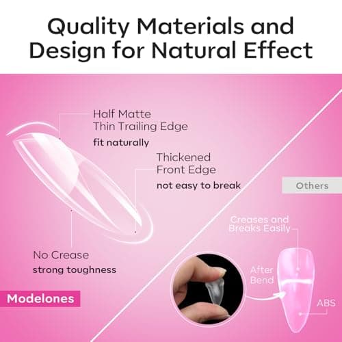 Modelones Medium & Short Almond & Short Square nail tips - Multi-type 3 Styles Set Gel Tips Half Matte Full Cover Clear Acrylic Gel Kit Fake Nails for Extension DIY Salon 450Pcs 15Sizes view 3