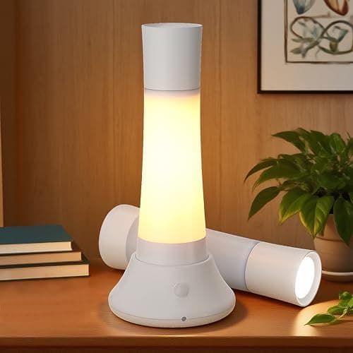 Rechargeable Motion Sensor Night Light Indoor,Portable LED Flashlight & 3 Color Lamp 3 in 1,Bedside Table Lamp for Bedroom, Hallway and Bathroom,Birthday Valentines Day Gifts for Women,Men and Kids — image 1
