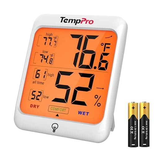 ThermoPro TP53 Digital Hygrometer Indoor Thermometer for Home, Temperature Humidity Sensor with Comfort Indicator & Max Min Records, Backlight Display Room Thermometer Humidity Meter, LCD