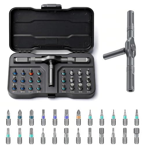 24 in 1 Magnetic Ratchet Screwdriver Set, Multi Bit DIY Magnetic Screwdriver Set with Detachable Ratchet Handle, Portable Precision Repair Tool Kit for Furniture, Electronics, Bicycle — image 1