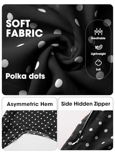 EXLURA Women Summer Boho Skirts Polka Dot Asymmetrical Midi Skirt Y2K Elastic Waist Flowy Skirts Beach Vacation Cover Ups view 4