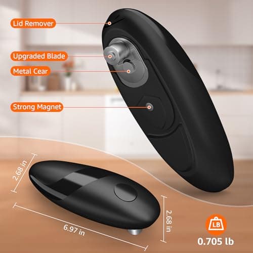 electriccan opener, automatic can opener, one-button operation, with smooth edge design suitable for the elderly, portable kitchen tool, suitable for most can sizes. view 2