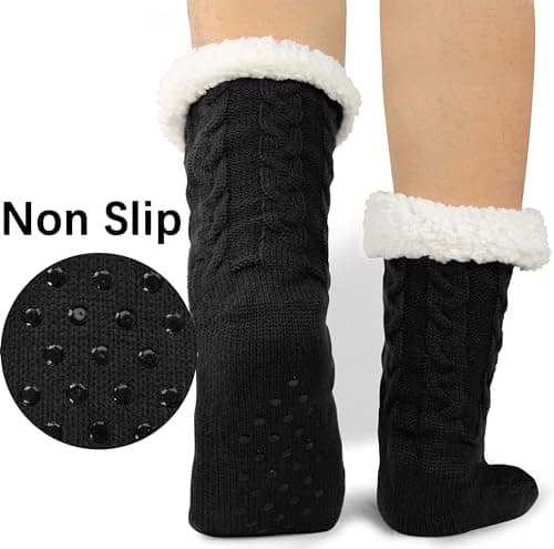BenSorts Men Fuzzy Slipper Socks with Grippers Non Slip Indoor House Socks Christmas Gifts view 2