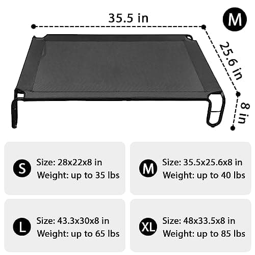 pettycare Outdoor Elevated Dog Bed Cot, Raised Dog Cots Beds, No Screws, Stable Frame & Durable Supportive Teslin Recyclable Mesh, Breathable, Indoor and Outside Pet Beds, Fits up to 40 lbs view 3