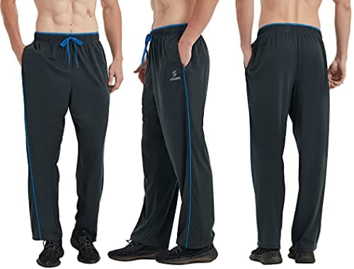 SACUIMAN 3 Pack Mens Athletic Sweatpants with Zipper Pockets,Workout Gym Running Jogging Training Pants for Men view 3
