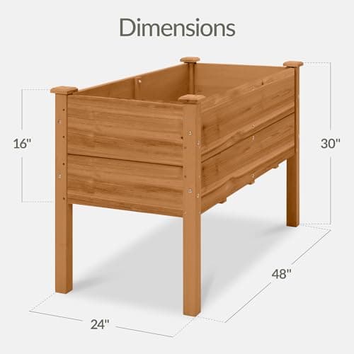 Best Choice Products 48" x 24" x 30" Raised Garden Bed with Extra Deep 16" Depth, Elevated Wood Planter Box Stand for Backyard, Patio, Balcony, Natural Fir Wood - Acorn Brown view 2