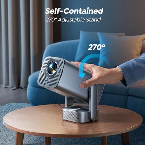 Mini-Projector with WiFi and Bluetooth, 【600ANSI/Electric Focus】 Native 1080P 4K Portable-Outdoor-Movie-Projector, 270°Adjustable Stand/Auto Keystone, TOPTRO Smart-Proyector for Phone/TV Stick view 4