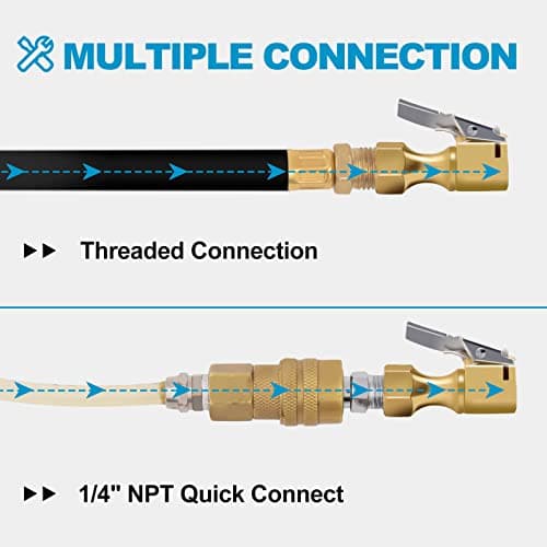 WNCGC Air Chuck Pack of 3, Heavy Duty Closed Flow Tire Chuck with 1/4" FNPT for Tire Inflator Gauge Compressor Accessories view 4