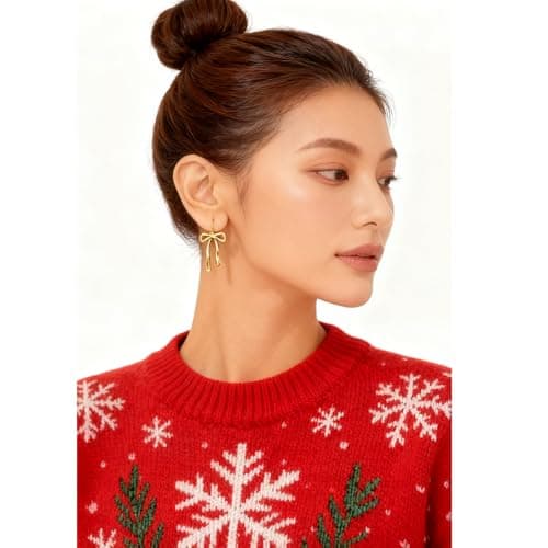 Bow Earrings for Women,14k Gold Plated and Hypoallergenic and Lightweight,Mothers Day Gifts for Mom Daughter view 6