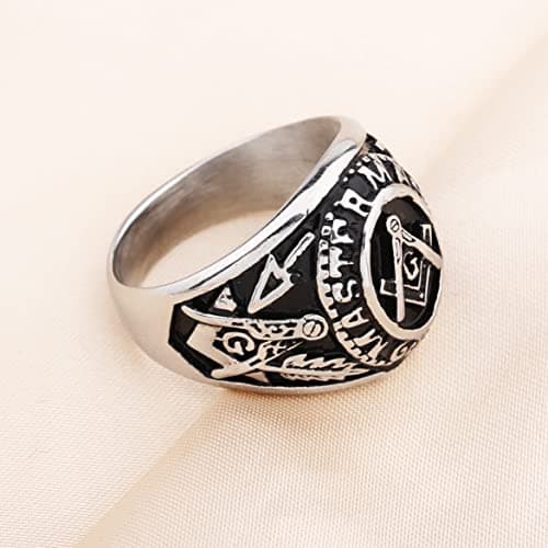 YLWJSP Freemason Gifts Masonic Biker Rings Masonic Master Mason Ring Freemason Signet Style Jewelry Mason Signet Band Jewelry view 5