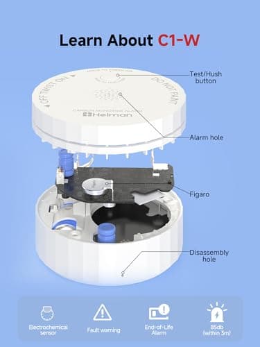 HEIMAN Smart Carbon Monoxide Detector, Wi-Fi Nano CO Alarm, UL 2034 5th Certified, Real-Time App Notifications, Battery Powered, Test-Reset Button, 10-Year Figaro Sensor, Portable for Trave view 6