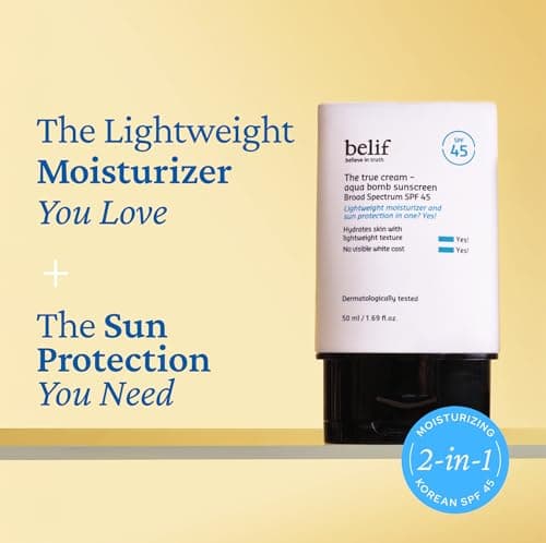 belif Aqua Bomb SPF 45 Hydrating Niacinamide Sunscreen (1.69 fl. oz) - The True Cream PA++++, Daily Broad Spectrum, No White Cast, Weightless & Invisible, Non-Greasy, Korean Skincare view 3