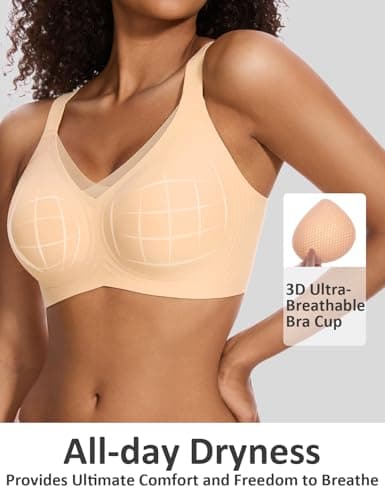 Vinfact Womens V Lace Wireless Seamless Bras No Underwire Comfort Push Up Bras Supportive Full Coverage Bralettes T Shirt Bra view 5