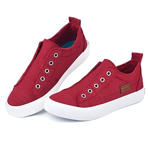 JENN ARDOR Womens Slip On Fashion Sneakers No Laces Comfortable Casual Low Canvas Sneakers Flats Walking Shoes view 5