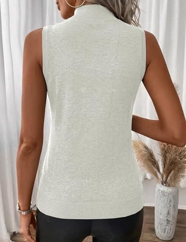 LaGracia Womens Mock Neck Sleeveless Sweater for Women Summer Sweaters Business Casual Wool Blend Tank Tops view 6