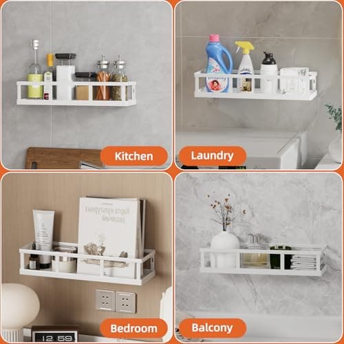 Umomi Over The Door Pantry Organizer, 8 Pack Spice Rack Wall Mounted & Hanging Storage Baskets Organizer Wall Mount, Large Capacity Metal Spice Shelf for Kitchen Cabinet, Bathroom, Shower, Home Decor view 6