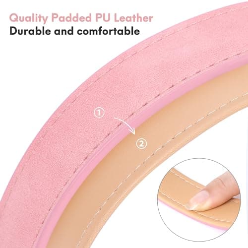 Jumpress Leather Dog Collar for Small Medium Large Dogs, Soft Padded Dog Leather Collar with Heavy Duty Gold Buckle, Durable & Comfortable for Puppy Dogs Daily Walking (Pink, XS) view 6