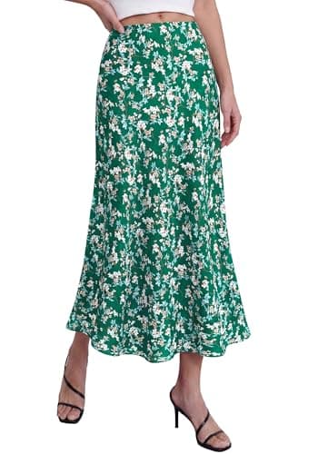 BTFBM Satin Skirts for Women Trendy Spring Summer 2026 High Waisted Leopard Print Cocktail Wedding Long Silk Midi Skirt — image 1