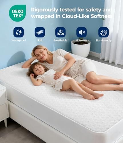 AVIKEN Waterproof Mattress Protector Queen Size, Soft Breathable Mattress Pad with Deep Pocket 8"-21", Noiseless 3D Air Fabric Cooling Mattress Cover for Bed, Machine Washable, White view 5