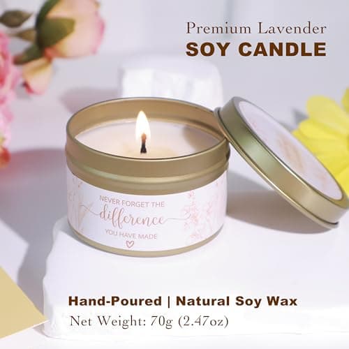 Thank You Gifts for Women Appreciation Gift Basket Sunflower Scented Candle Glass Cup Crochet Decor Unique Set for Coworkers Teacher Employee Volunteer Social Worker Paraprofessional view 7