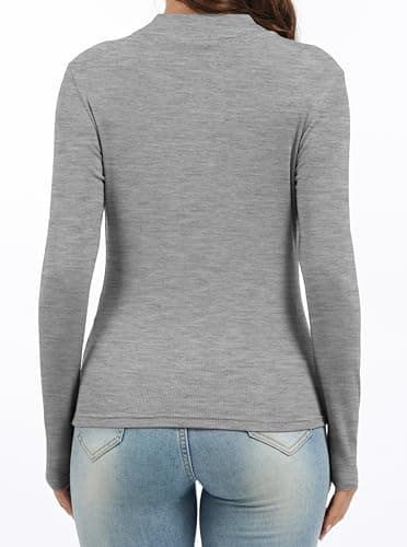 Jeqeocafy Women's Knitted Rib Mock Neck Long Sleeve Tshirt Fall Fashion Basic Thermal Underwear Tops Winter Clothes 2026 view 4