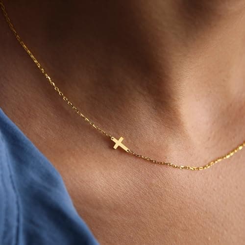 JNZSSWHJJH Easter Basket Stuffers - Cross Necklace for Women 18K Gold Plated Cross Necklace Dainty Gold Necklace for Women Teens Girls Gold Jewelry Easter Religious Christian Gifts view 3