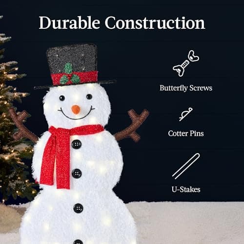 Best Choice Products 4ft 3-Piece 2D Lighted Christmas Snowman Family Set, Large Outdoor Yard Decor Holiday Decoration w/ 135 Twinkling LED Lights view 5