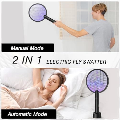 Gooqand Bug Zapper Racket, 2 in 1 Fly Swatter USB Rechargeable, 4000V Electric Fly Zapper with 4 Layer Safety Mesh，Electric Racket for Kitchen, Home, Garden and Outdoors view 6