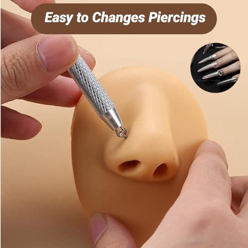 Piercing Ball Grabber Tool for Changing Jewelry,14G 16G 18G 20G Stainless Steel Piercing Tapers with Threaded & Threadless Insertion Pins for Ear/Nose/Cartilage/Dermal/Septum, Eyebrow/Tongue view 6