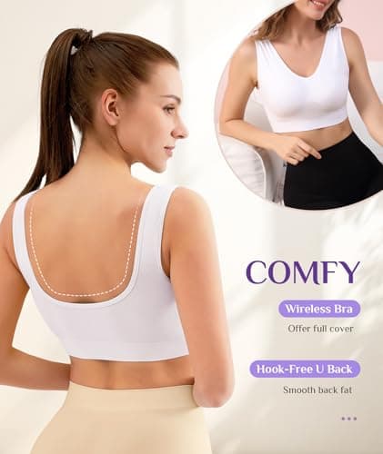 YADIFEN Womens Sports Bras, 3/4/6 Pack Wireless Comfortable Seamless Sleep Yoga Sports Bras for Women with Removable Pads view 4