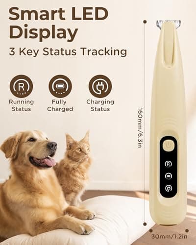 FURBONA Pro Version Dog Paw Trimmer, 18mm Wide Blade Clippers with LED Display, 35dB Low Noise, Fully Waterproof, Upgraded Type-C Rechargeable Cordless Trimmer for Paws, Ears, Face, and Rump view 5