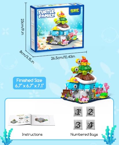 Turtle Family Building Set, Stackable Sea Animal Toy Ages 8+ view 3