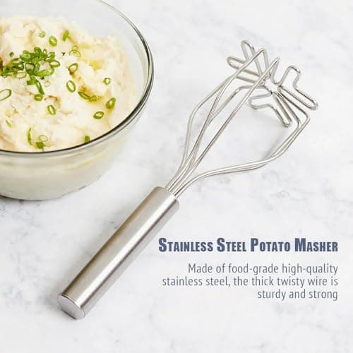 Potato Masher, Heavy Duty Stainless Steel Integrated Masher Kitchen Tool Wire Masher for Potatoes, Avocados, Beans, Fruit & Vegetables view 3