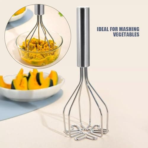 Potato Masher, Heavy Duty Stainless Steel Integrated Masher Kitchen Tool Wire Masher for Potatoes, Avocados, Beans, Fruit & Vegetables view 6