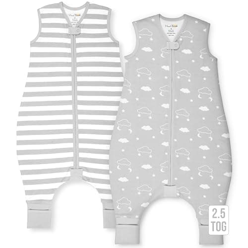 Mama Cheetah Toddler Sleep Sack with Feet 2T, 2.5 TOG Organic Cotton Baby Sleeping Bag with Legs, Baby Wearable Blankets for Walkers with 2-Way Zipper, Baby Sleep Sack for Girls Boys, Medium, 2-Pack