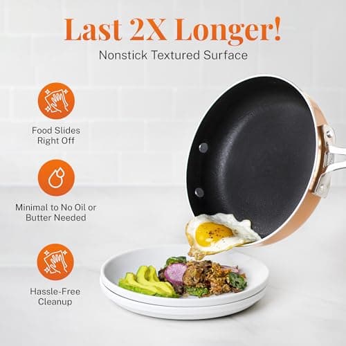 GOTHAM STEEL Stackmaster 10 Pc Nesting Pots and Pans Set Non Stick, Copper | Induction Cookware Set Nonstick, Nests to Save Cabinet Space, Dishwasher & Oven Safe to 500°F, Diamond Reinforced Nonstick view 6