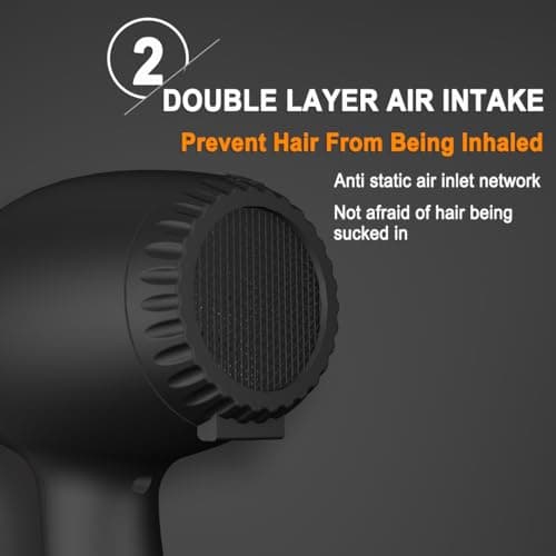 Blow Dryer - JINRI 1875W Diffuser Hair Dryer for Salon & Personal Use – Powerful, Fast Drying with Diffuser, Comb & Nozzle for Women & Men, with ALCI Safety Plug, Black view 5