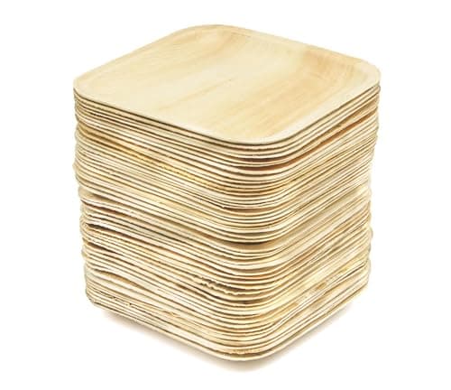 ECODESIGN-US Palm Leaf Plates 50 Count - 8" Square Disposable Heavy Duty Dinnerware - Appetizer and Dessert Plates for Weddings, Catering, Parties view 6
