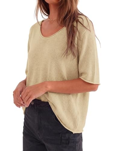 BTFBM Summer Sweaters for Women Lightweight 2026 Summer Oversized Short Sleeve Knitted Pullover Casual Loose Spring Tops view 6