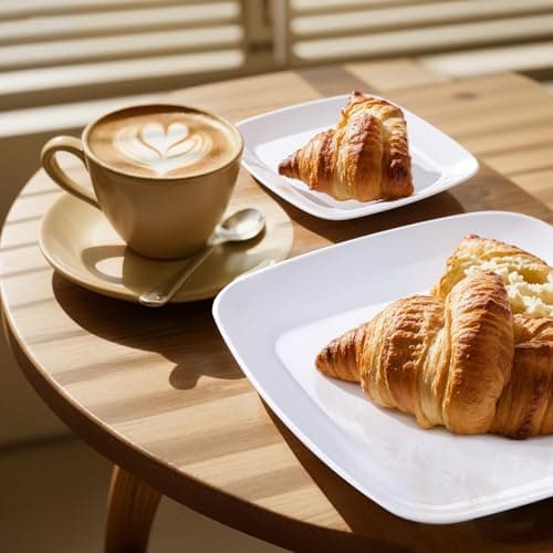 PULOTE 100PCS White Plastic Plates - White Square Disposable Include 50 Dinner 10 inch & 50 Dessert 7.25inch Plates, Ideal for Party & Wedding view 6