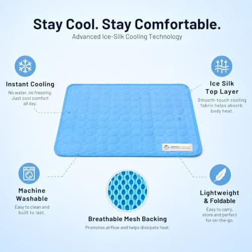 Doggykingdom Cooling Mat for Dogs – Ice Silk Self-Cooling Pet Pad for Dogs & Cats, Breathable Washable Cooling Pad for Crate, Kennel, Car & Floor, Summer Sleeping Mat, No Water Needed, Blue, X-Small view 2