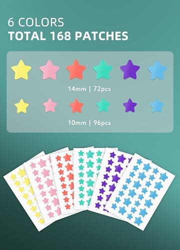 Jefusst Pimple Patches for Face, 168 Patches, Hydrocolloid Acne Patches, Cute Star Pimple Patch for Healing Stickers with Tree & Salicylic 2 Sizes, Zit Covers view 2