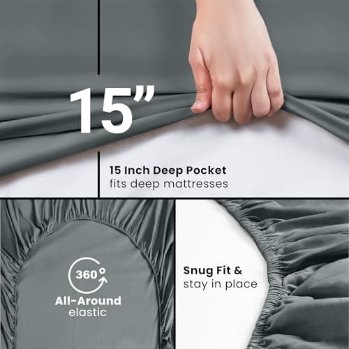 Utopia Bedding King Fitted Sheet - Bottom Sheet - Deep Pocket - Polyester - Shrinkage and Fade Resistant - Easy Care -1 Fitted Sheet Only (Grey) view 3