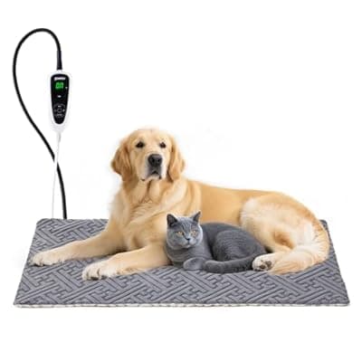 ZOMISIA Large Dog Heating Pad 35x24 Inch - 11 Adjustable Temperature and 25 Timer Options, Heated Dog Bed Indoor Waterproof with Chew-Resistant Cord for Large Dogs