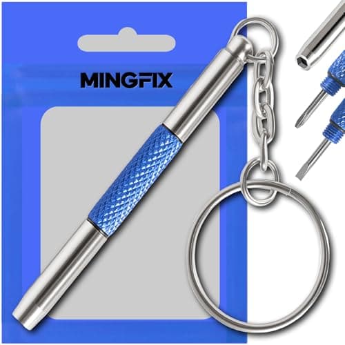 Eyeglass Keychain Screwdriver Repair Kit,MINGFIX 3 in 1 Eye Glasses Tightening Tools Set with Small Phillips,Flathead,Nut Driver Bit for Sunglasses,Eyeglasses and Others — image 1
