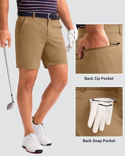 Men's Golf Shorts 7"/ 9"/ 11" Inseam with 5 Pockets Lightweight Stretch Quick Dry Casual Dress Hybrid Short for Men view 3